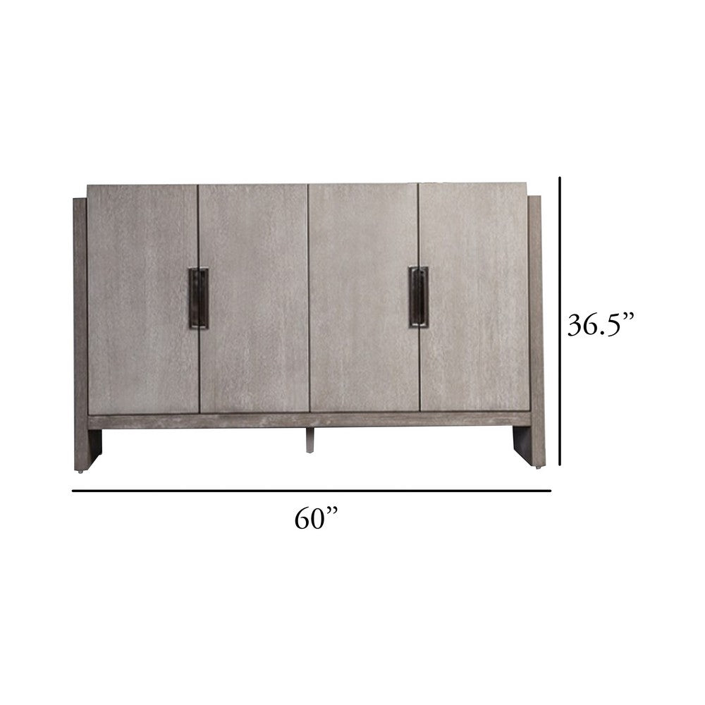 Gris Sideboard Server | 4 Doors w Metal Handles | 60" Stone Gray