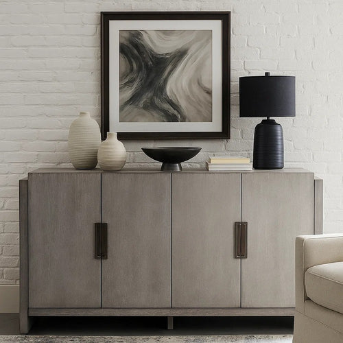 Gris Sideboard Server | 4 Doors w Metal Handles | 60" Stone Gray