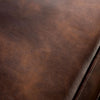 Pona Baroque Accent Chair | Ornate Carving,| Cherry Brown Faux Leather