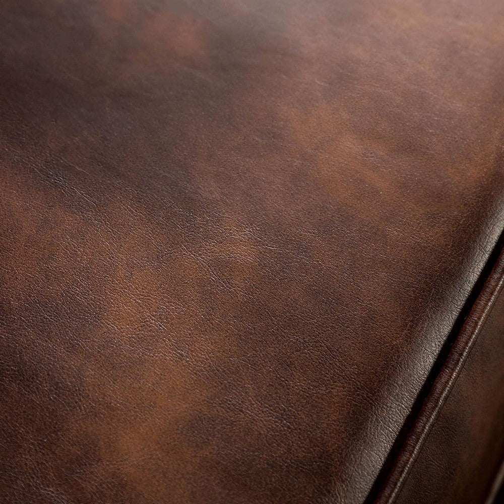 Pona Baroque Accent Chair | Ornate Carving,| Cherry Brown Faux Leather