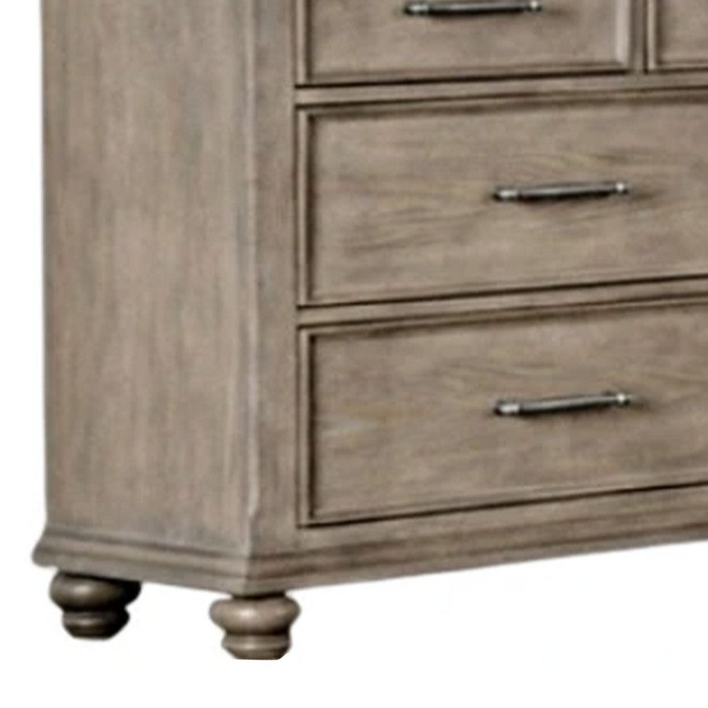 Zea Wide Dresser | 9 Drawers w Chrome Handle | Bun Feet | Aged Oak Brown