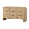 Rexa Wide Dresser | 9 Drawers | Natural Brown Wood | Metal Finger Pulls