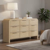 Rexa Wide Dresser | 9 Drawers | Natural Brown Wood | Metal Finger Pulls