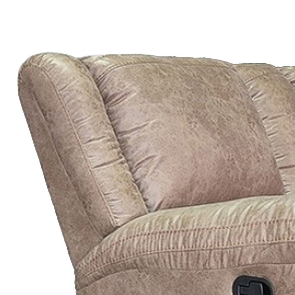 Jem Loveseat w Console | Light Brown Faux Leather | 77"