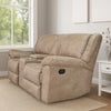 Jem Loveseat w Console | Light Brown Faux Leather | 77"