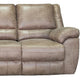 Jem Sofa w Drop Down Table | Light Brown Faux Leather | 87"