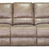 Jem Sofa w Drop Down Table | Light Brown Faux Leather | 87"