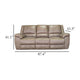 Jem Sofa w Drop Down Table | Light Brown Faux Leather | 87"