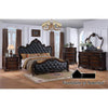 Ventra 5pc Queen Bedroom Set | Cherry Brown Wood | Black Faux Leather