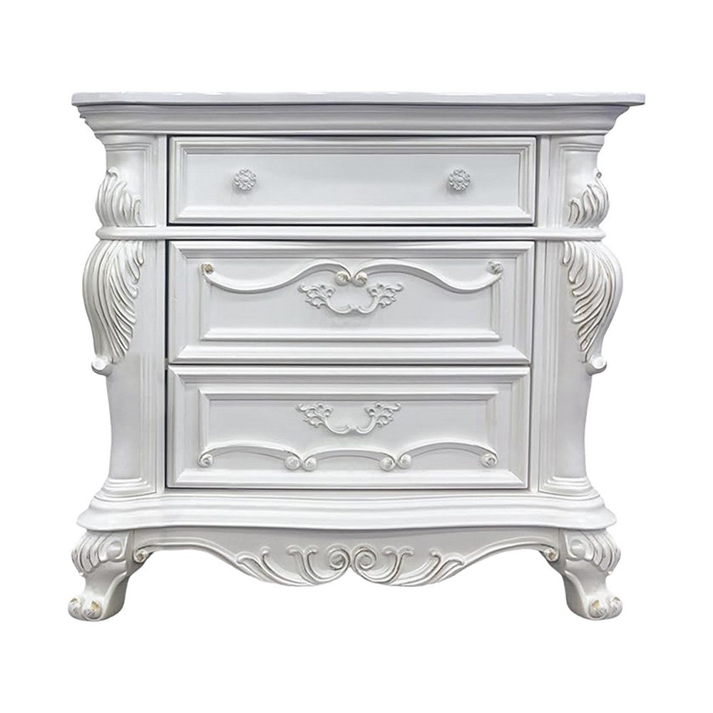 Rosy 5pc Queen Bedroom Set | White Wood Nightstand Chest Dresser
