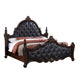 Moni 5pc Queen Bedroom Set | Black Faux Leather | Cherry Brown | Chest