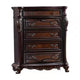 Moni 5pc Queen Bedroom Set | Black Faux Leather | Cherry Brown | Chest