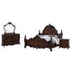 Frank 4pc Queen Bedroom Set | Dresser Mirror | Dark Cherry Brown Wood