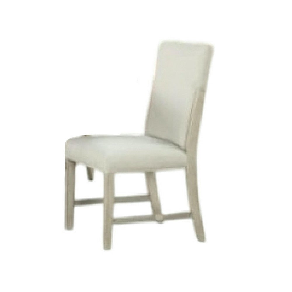 Hagy 7pc Dining Set, Extendable Table, 6 White Chairs, Natural Beige