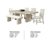 Hagy 7pc Dining Set, Extendable Table, 6 White Chairs, Natural Beige