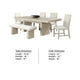 Hagy 7pc Dining Set, Extendable Table, 6 White Chairs, Natural Beige