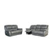 Larus 2pc Manual Reclining Sofa & Loveseat Set | Gray Vegan Leather