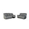 Larus 2pc Manual Reclining Sofa & Loveseat Set | Gray Vegan Leather