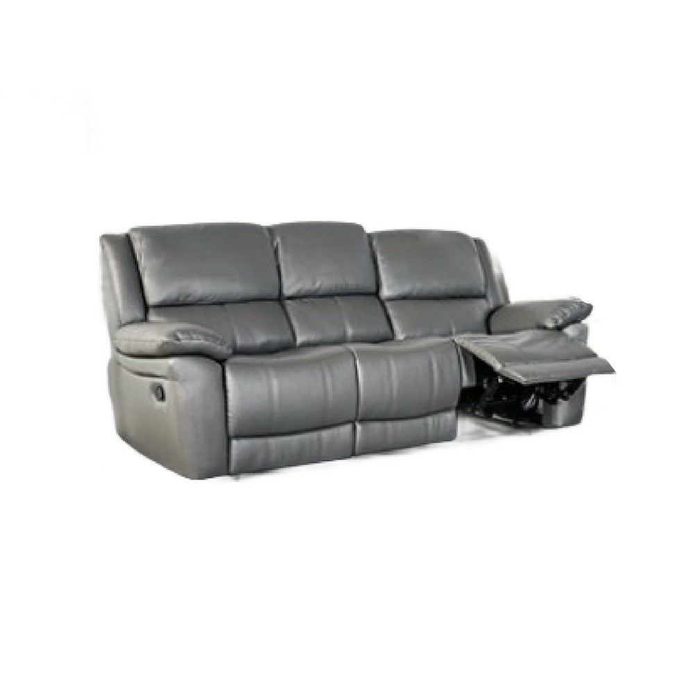 Larus 2pc Manual Reclining Sofa & Loveseat Set | Gray Vegan Leather