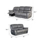 Larus 2pc Manual Reclining Sofa & Loveseat Set | Gray Vegan Leather