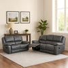 Larus 2pc Manual Reclining Sofa & Loveseat Set | Gray Vegan Leather