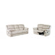 Larus 2pc Manual Reclining Sofa & Loveseat Set | Ivory Vegan Leather