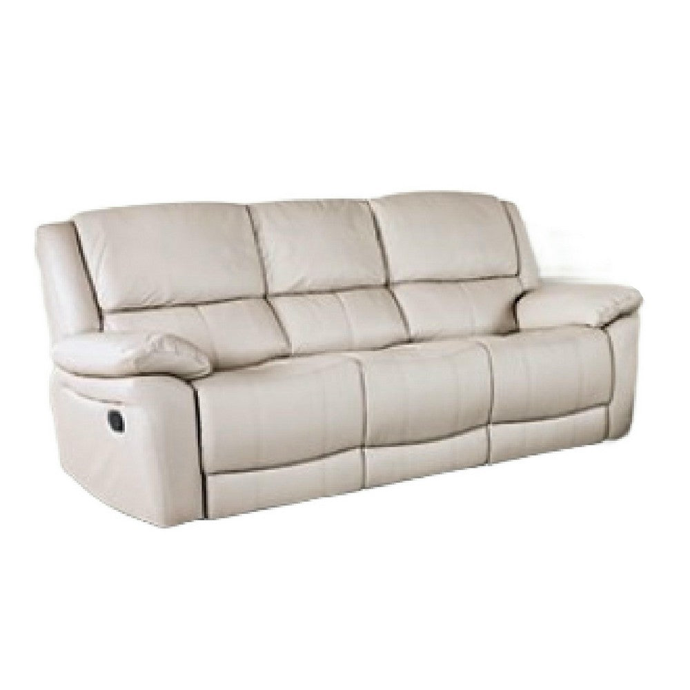 Larus 2pc Manual Reclining Sofa & Loveseat Set | Ivory Vegan Leather
