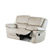 Larus 2pc Manual Reclining Sofa & Loveseat Set | Ivory Vegan Leather