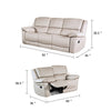 Larus 2pc Manual Reclining Sofa & Loveseat Set | Ivory Vegan Leather
