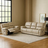 Larus 2pc Manual Reclining Sofa & Loveseat Set | Ivory Vegan Leather