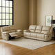 Larus 2pc Manual Reclining Sofa & Loveseat Set | Ivory Vegan Leather