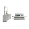 Estin 4pc Queen Bedroom Set w Low Profile Bed | Dresser Mirror | White