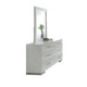 Estin 4pc Queen Bedroom Set w Low Profile Bed | Dresser Mirror | White