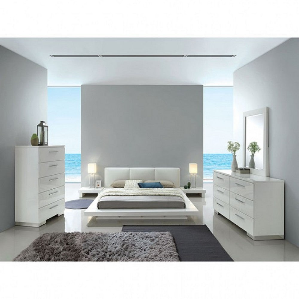 Estin 5pc Queen Bedroom Set | 2 Nightstands & Low Profile Bed | White