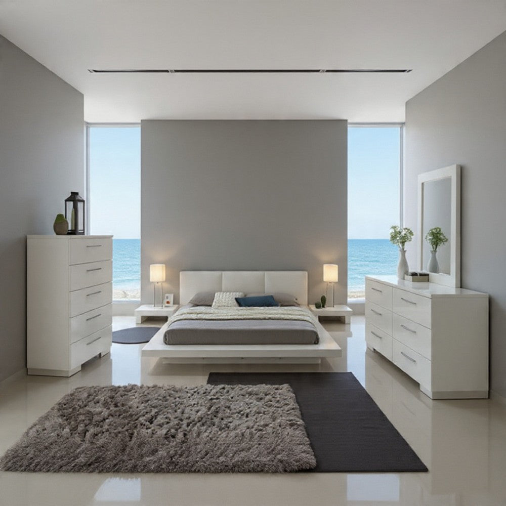 Estin 5pc Queen Bedroom Set | 2 Nightstands & Low Profile Bed | White