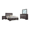 Cevy 4pc Queen Bedroom Set w Dresser | Silver Accents | Gray Wood