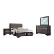 Cevy 4pc Queen Bedroom Set w Dresser | Silver Accents | Gray Wood