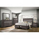 Cevy 5pc Queen Bedroom Set | 2 Nightstands | Silver Accents | Gray Wood