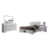 Cevy 4pc Queen Bedroom Set w Dresser | Silver Accents | White Wood