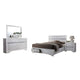 Cevy 4pc Queen Bedroom Set w Dresser | Silver Accents | White Wood