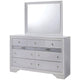 Cevy 4pc Queen Bedroom Set w Dresser | Silver Accents | White Wood
