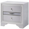 Cevy 4pc Queen Bedroom Set w Dresser | Silver Accents | White Wood