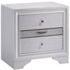 Cevy 4pc Queen Bedroom Set w Dresser | Silver Accents | White Wood