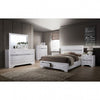 Cevy 5pc Queen Bedroom Set | 2 Nightstands | Silver Accents | White Wood