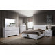 Cevy 5pc Queen Bedroom Set | 2 Nightstands | Silver Accents | White Wood