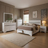 Cevy 5pc Queen Bedroom Set | 2 Nightstands | Silver Accents | White Wood