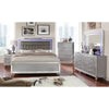 Reya 4pc Queen Bedroom Set w LED Headboard | Mirror Trim | Silver