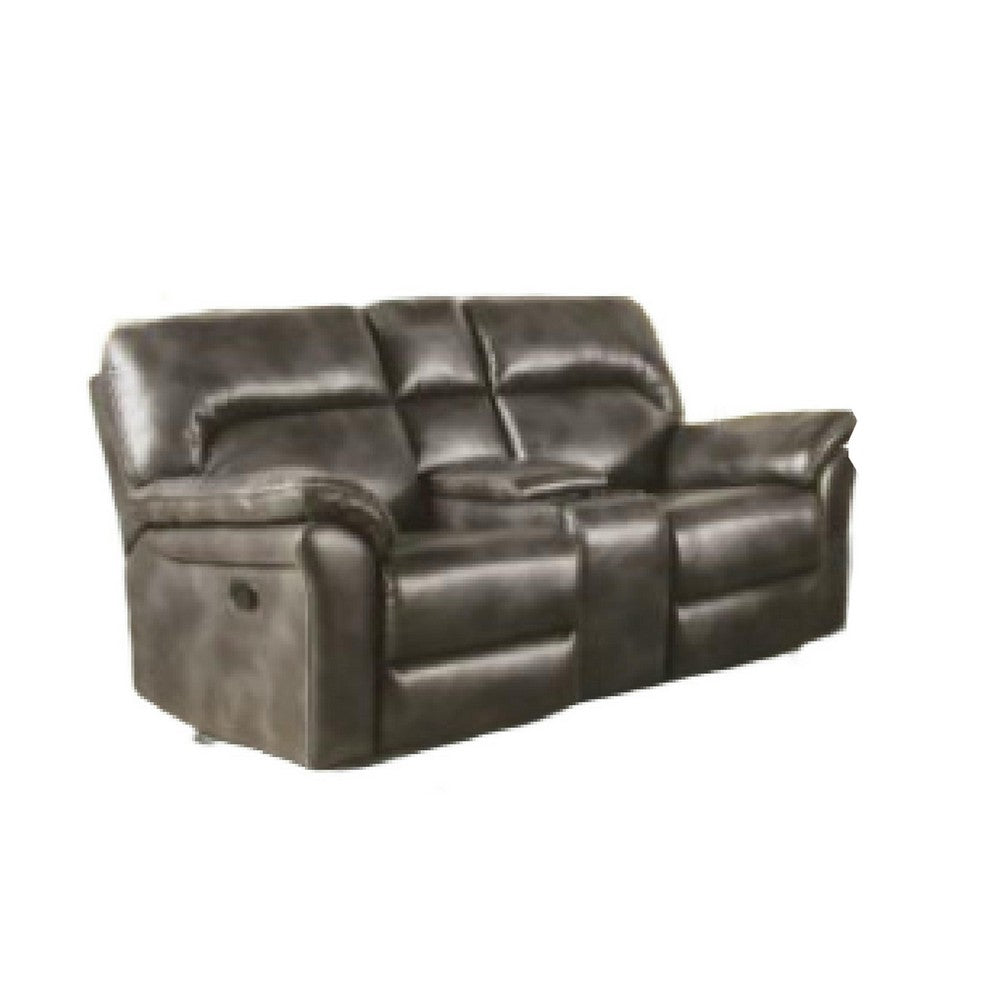 Josy 2pc Manual Reclining Sofa & Loveseat Set | Dark Gray Faux Leather
