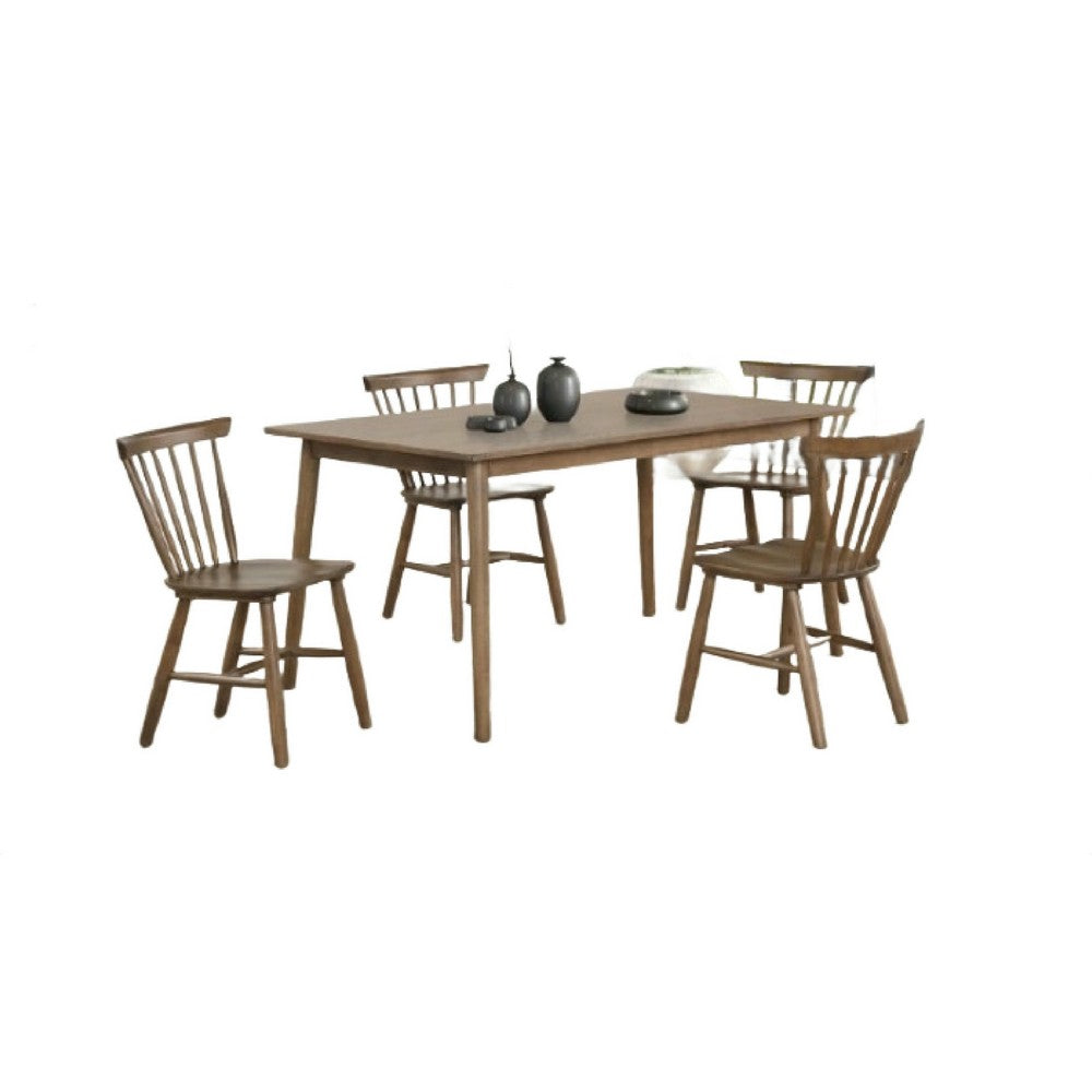 Baylee 7pc Dining Table Set w 6 Farmhouse Chairs | Walnut Brown Wood