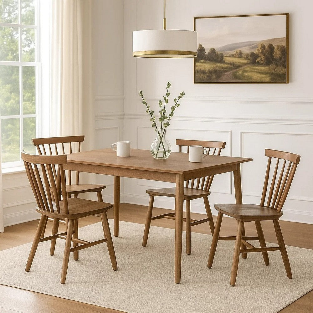 Baylee 7pc Dining Table Set w 6 Farmhouse Chairs | Walnut Brown Wood